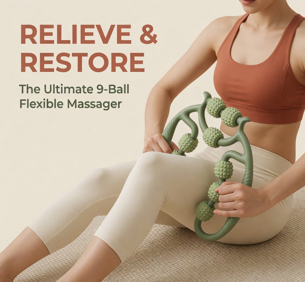 Flexible 9 Wheel Deep Tissue Roller Massager for Full Body Relief