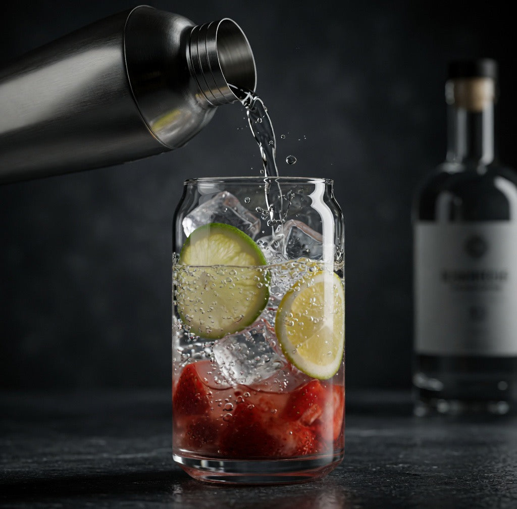 Set of 2 Premium Can Glass Jars | Luxury Cocktail Mocktail Glasses | Wide Mouth Drinkware