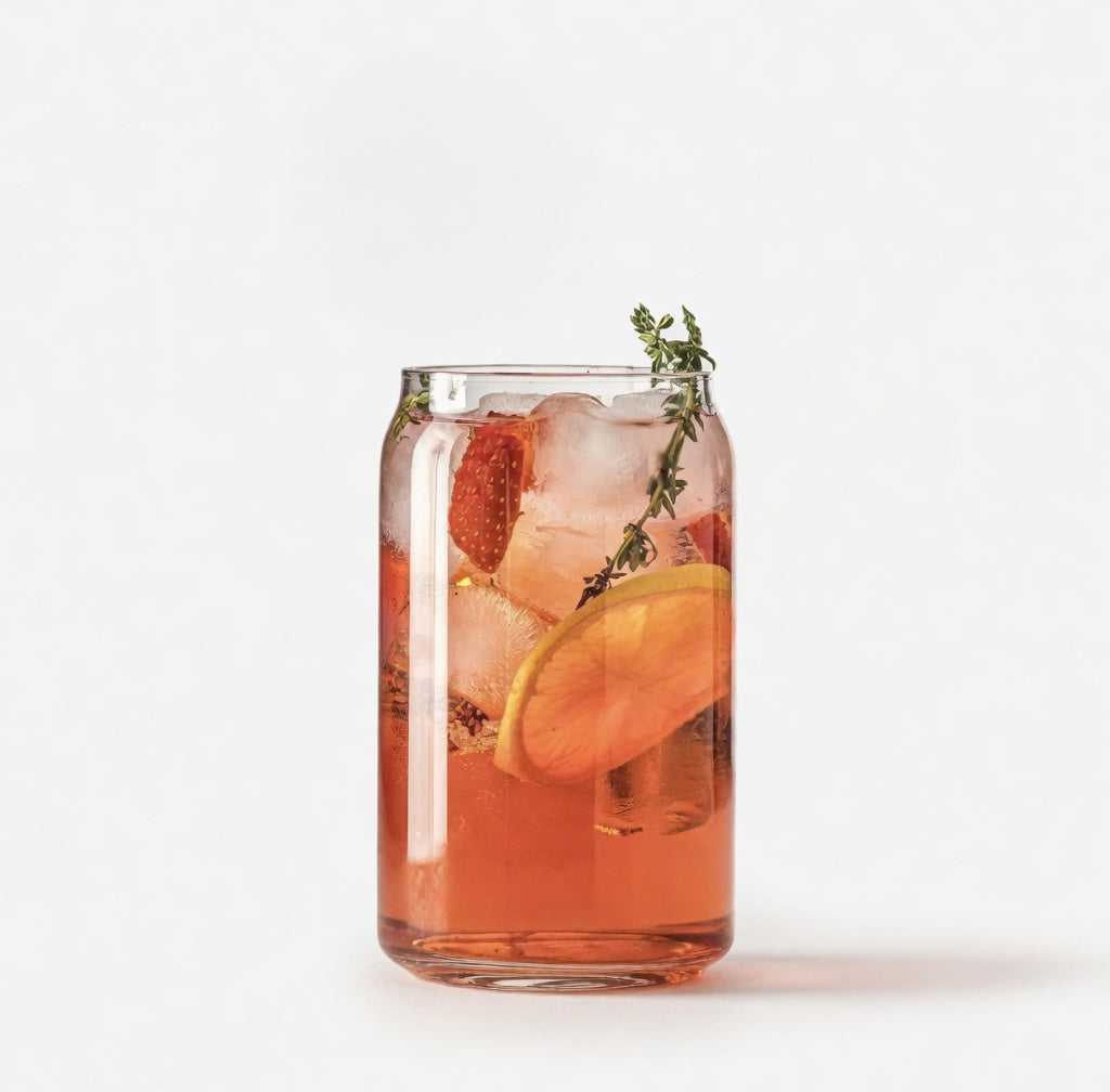 Set of 2 Premium Can Glass Jars | Luxury Cocktail Mocktail Glasses | Wide Mouth Drinkware