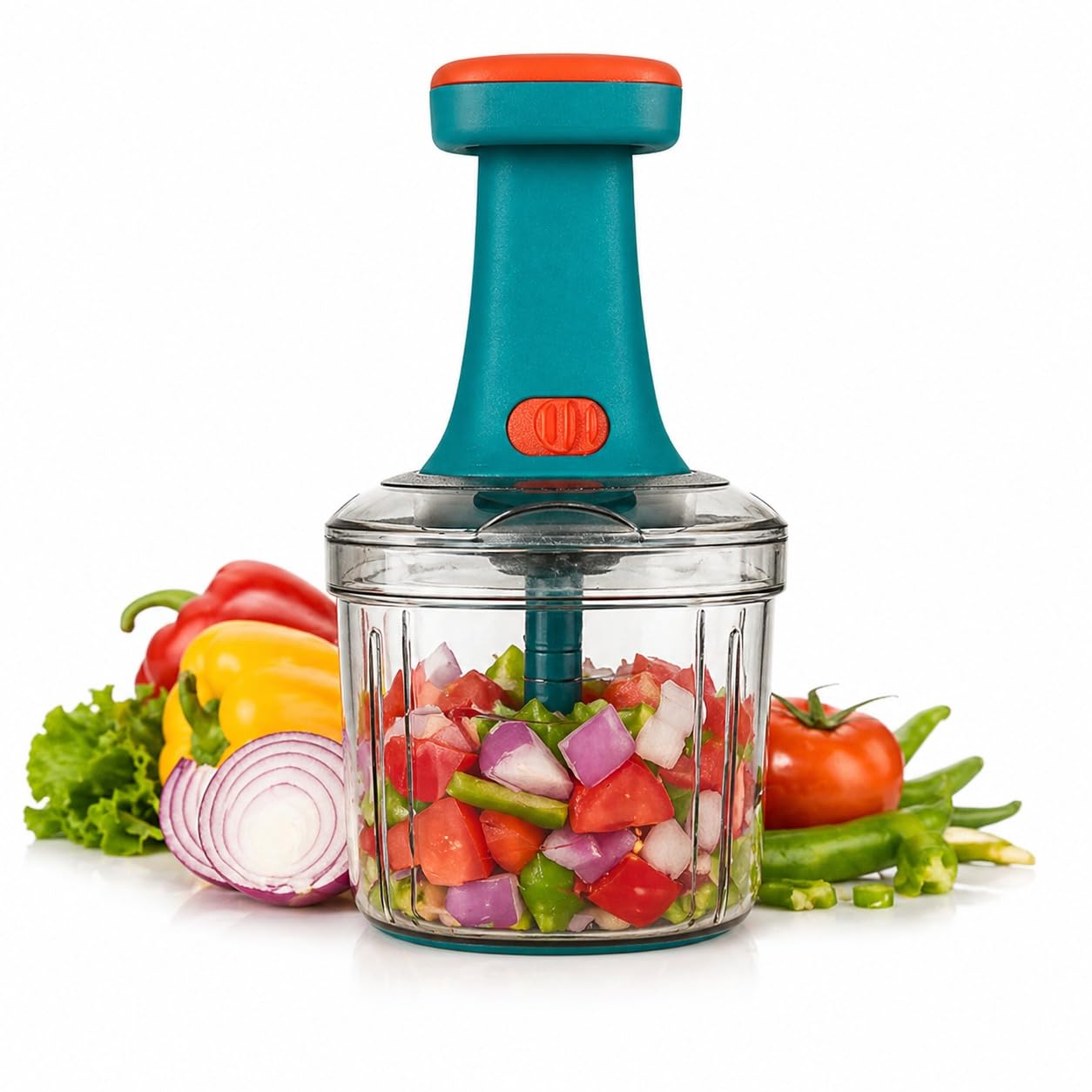 SwiftPress 650ml One-Push Vegetable Chopper | Premium Ergonomic Manual Food Processor