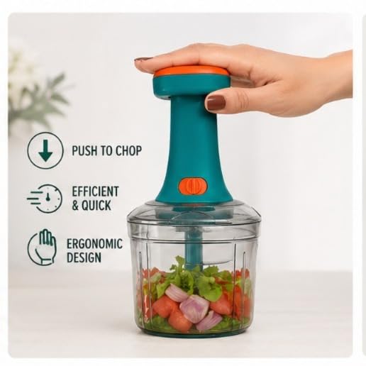SwiftPress 650ml One-Push Vegetable Chopper | Premium Ergonomic Manual Food Processor