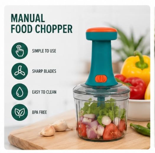 SwiftPress 650ml One-Push Vegetable Chopper | Premium Ergonomic Manual Food Processor