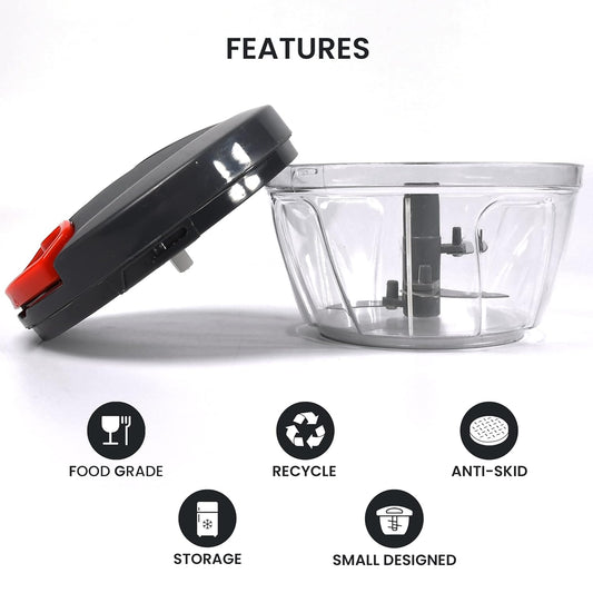 Pull-N-Chop Pro Vegetable & Dry Fruit Chopper | 550ml Manual Food Processor