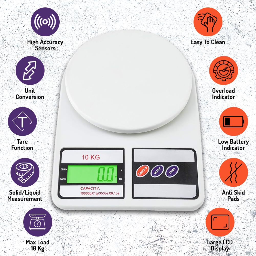 ProChef 10kg Digital Kitchen Weighing Scale | Premium Tare Function & LCD Display