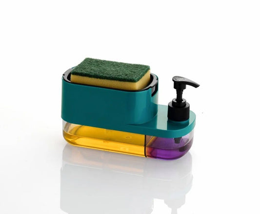 SmartSink DualFlow Kitchen Soap Dispenser | 2-in-1 Dishwash + Handwash Pump with Sponge Holder